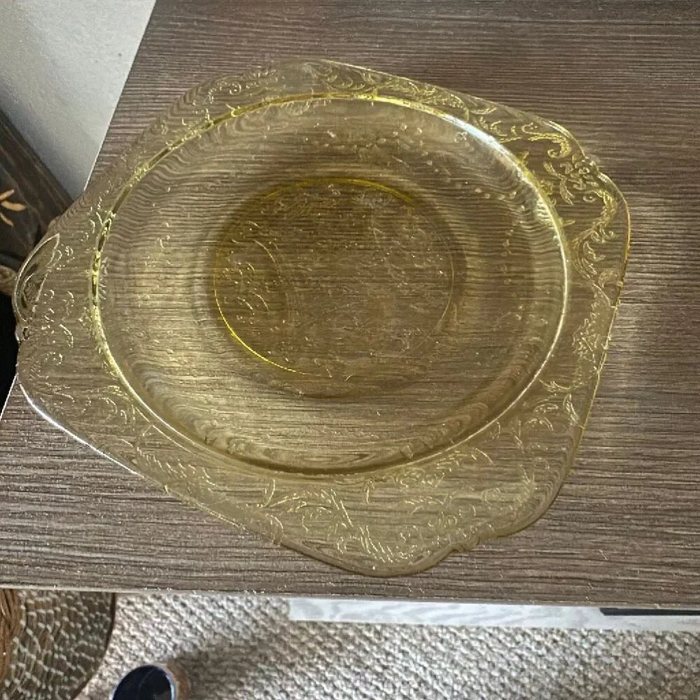 Vintage Federal Glass Yellow Depression Glass Creamer & saucer vintage glass